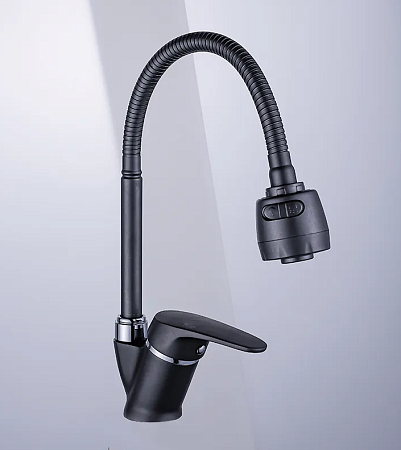 Смеситель для кухни Potato P58277-19 с гибким изливом (черный) *1/10