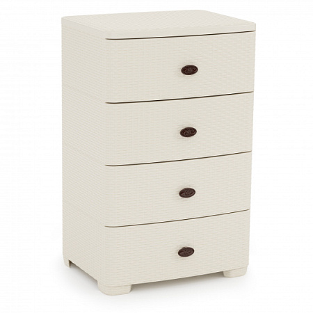 Комод пластм. "Плетенка" 4 ящика выс.875мм, шир.555мм, гл.445мм Сл.кость М4059 "ЗПИ "Альтернатива"*1