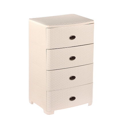 Комод пластм. "Плетенка" 4 ящика выс.875мм, шир.555мм, гл.445мм Сл.кость М4059 "ЗПИ "Альтернатива"*1