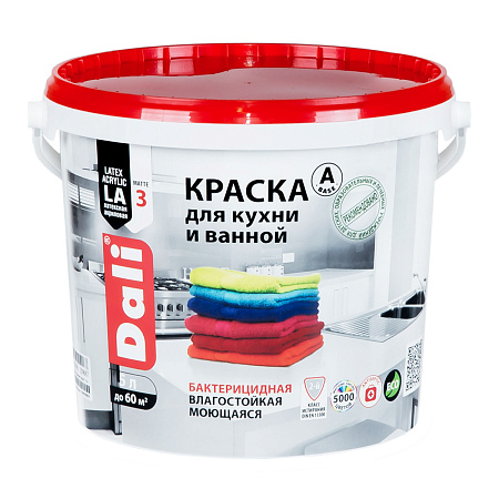 Краска акриловая для кухни и ванной 5 л ДАЛИ влагостойкая матовая База А *1/60