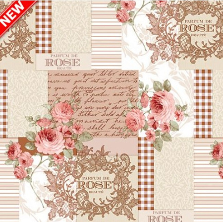Клеёнка на нетканой основе "Dekorama" "Букеты роз" на бежевом шир.1,4м 195A *20