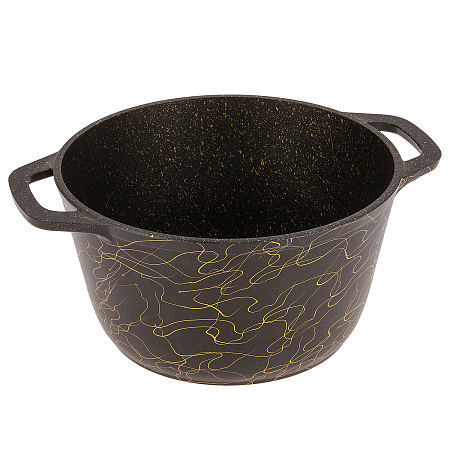 Кастрюля алюмин. антипригарная "Kukmara" "Грация" черный/золото 3,5л Стекл.кр. кчз35а *1/3