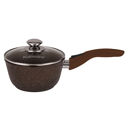 Кастрюля алюмин. антипригарная "Kukmara" "Мраморная" кофейный 1,5л Дл.с..р,Ст.кр.с нос. кмк0156а*1/3