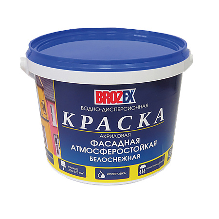 Краска акриловая фасадная 14 кг BROZEX белоснежная *1/48