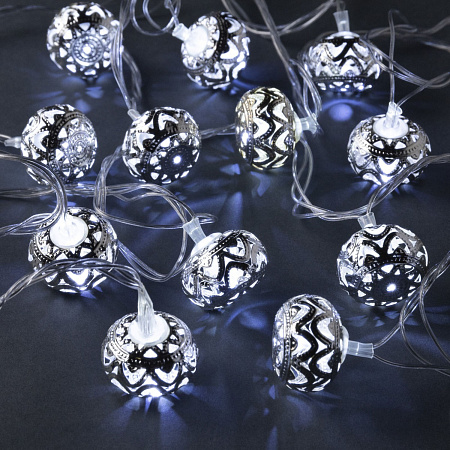 Гирлянда Нить 4м 20LED белый Шарик орнамент прозрачная нить 220V IP20  *1/20