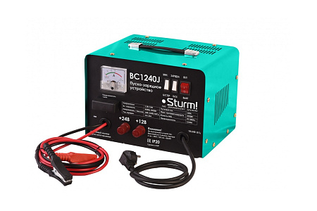 Устройство пускозарядное 220В 12В/24В 4200Вт 10/20А пуск.ток 120А до 300Ач BC1240J Sturm! *1