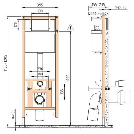 Инсталляция VECTOR (металл. каркас для подвес. унитаза) регулир. глубина 15-31 см Cersanit *1/12