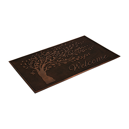 Коврик 45*75 см придверный медь "Welcome" дерево "VORTEX" (арт.24270)  *1/10
