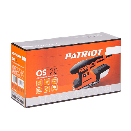 Шлифмашина плоская 260Вт 12000кол/мин платформа90х187мм пылесборник OS 120 PATRIOT *1/10