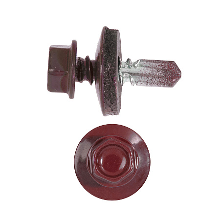 Саморезы кровельные BROZEX 5,5*19 RAL3005 (винно-красный) (10кг) промтара *10