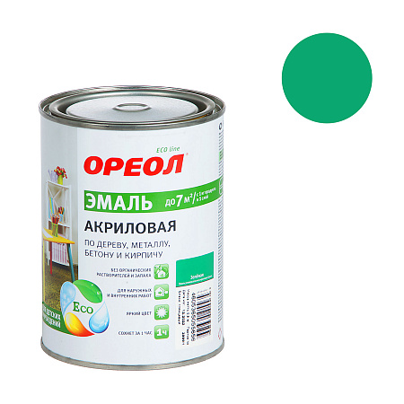 Эмаль акриловая зеленая 0,9 кг Ореол *1