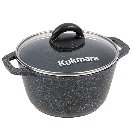Кастрюля алюм. литая а/приг. Kukmara "Granit" black 2,5л Стекл.кр. кгч25а *1/3