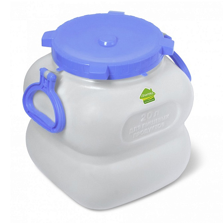 Бочка пластм. 20л, винт. крышка, навесн. ручки, горл.d198мм "Гранде" С908БЕЛ ("Мартика") *1/4