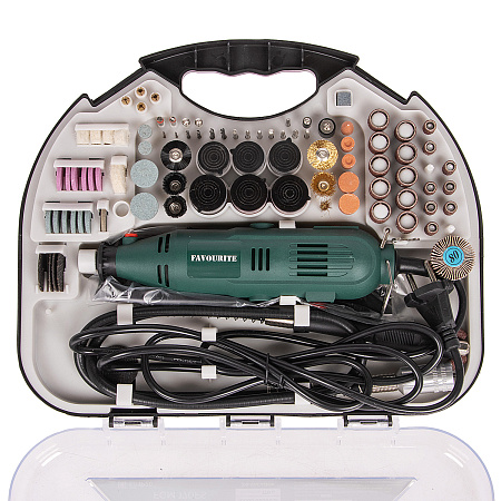 Гравер 170Вт 10000-35000об/м цанга 2,4/3,2мм гибкий вал насадки 210шт FGM 170FS FAVOURITE *1/5