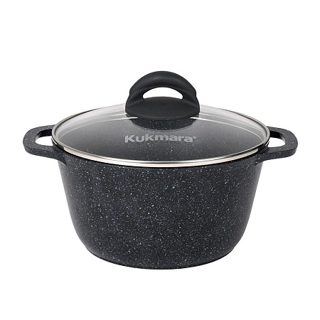 Кастрюля алюмин. антипригарная "Kukmara" "Granit" black 4,5л Стекл.кр. кгч45а *1/3