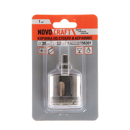 Коронка по стеклу/керамика  36мм алмазная (KAC036056301) Novocraft *1/30