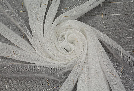 Тюль Лен 300*260 с утяжелителем белый с золотом Легранд *1