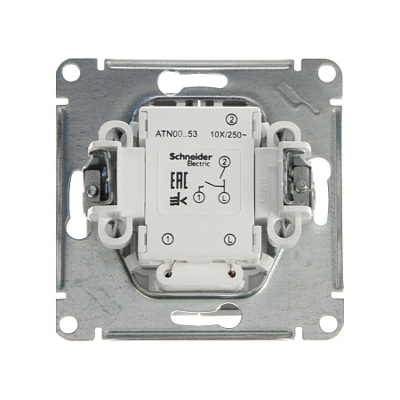 Механизм выключателя "ATLAS DESIGN" 2кл. алюминий с подсв. (сх.5а) 10АХ SchE ATN000353  *10