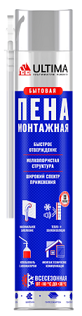 Пена монтажная бытовая 1000мл/590гр  всесезонная ULTIMA  выход до 45л    *12