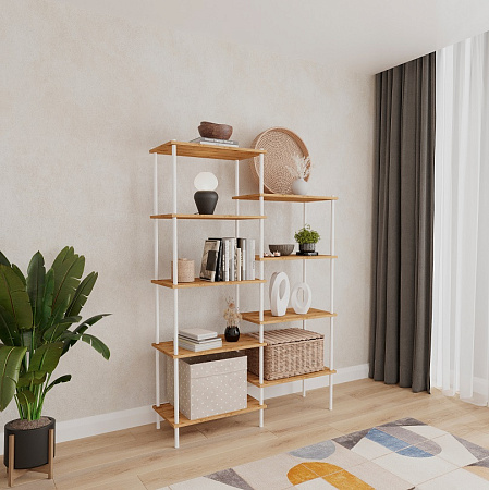 Стеллаж металл. "НеШкаф 49" выс.1,69м, шир.1,08м, гл.0,37м, 9 полок: 5+4, Дер./Бел. ССНШ 49Б "ЗМИ"*1