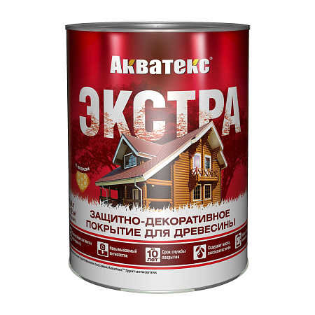 Защитно-декоративное покрытие для древесины алкидное красное дерево 0,8 л Акватекс-ЭКСТРА *1/6/576