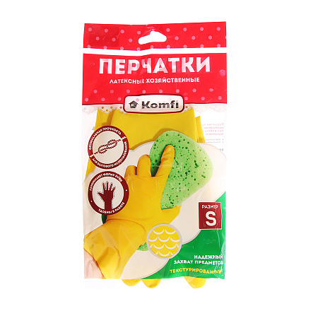 Перчатки латексные Желтые 1пара р-р   "S" DGL016P "Komfi" "А.Д.М." *12/240