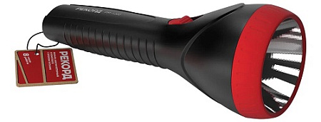 Фонарь ручной Рекорд аккум. 1LED 1W до100м (зарядка - вилка) РМ-1200 23205  *1/5/40