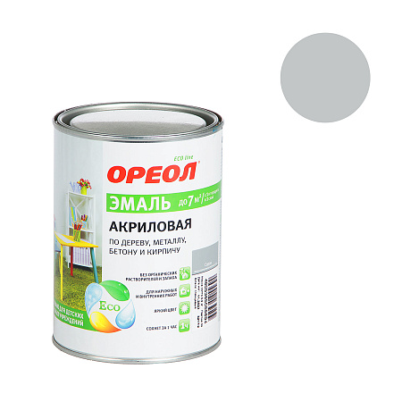 Эмаль акриловая серая 0,9 кг Ореол *1