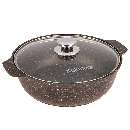 Кастрюля алюмин. антипригарная "Kukmara" "Мраморная" кофейн "жаровня" 3,0л Стекл.кр. жмк32а *1/5