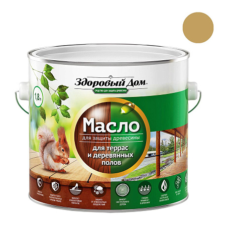 Масло для террас и деревянных полов Здоровый Дом Дуб 1,8 л  *1/4/168