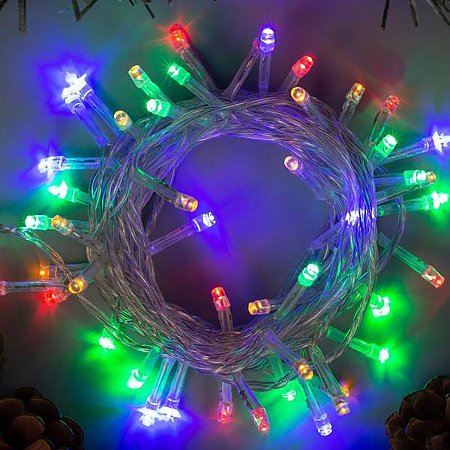 Гирлянда Нить 5м 50LED мульти 8 режимов прозрачная нить 220V IP20  3556755  *1/120