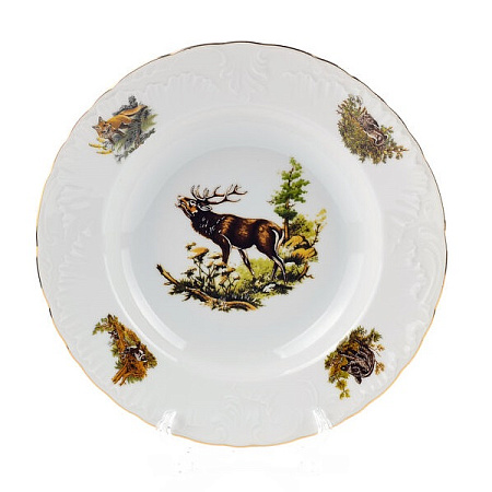 Тарелка фарфор. "Rococo" "Охота" десертная d19см OMD1051-Рококо-14 "Ćmielów" (Польша) *1/6