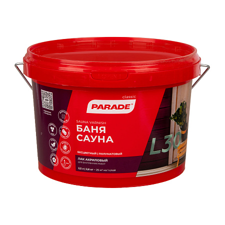 Лак акриловый для бань и саун 2,5 л PARADE L-30 *1/144