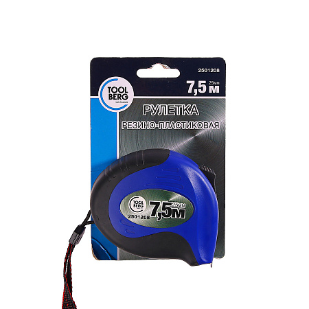 Рулетка  7,5м х25мм резино-пластик. корпус стальная лента фиксатор арт.2501208 T4Р *1/6/60