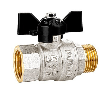 Кран шаровый 1/2" (Ø15) М/П бабочка LD Pride 47.15. (аналог ИА33) *1/30