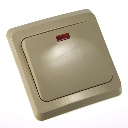 Выключатель "Этюд" СП 1кл. кремовый с подсветкой ВС10-005К  *10/20