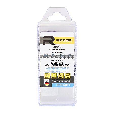 Цепь пильная шина35см 50звеньев шаг3/8" паз1,3мм SUPER VXL93PRO-50 (St-180) PROFI REZER *1/5/30