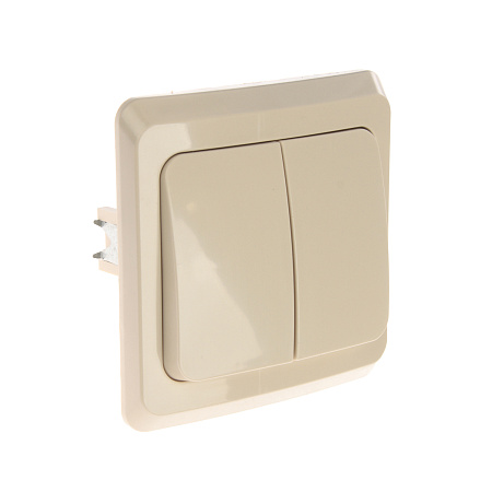 Выключатель "Этюд" СП 2кл. кремовый с подсветкой ВС10-006К  *10/20