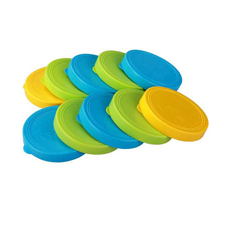 Крышки для стекл. банок с горлов.d82мм полиэт. д/Консерв. Плотные ЦВЕТН. КОМПЛЕКТ 10ШТ"Полимер"*1/30