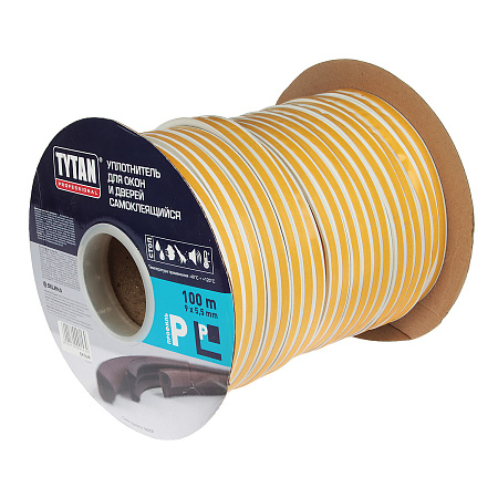 Уплотнитель для окон/дверей TYTAN P100 (50 п.м*2)  белый 91539 *50