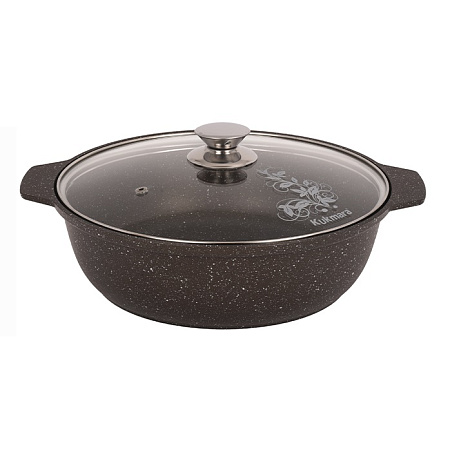 Кастрюля алюмин. антипригарная "Kukmara" "Мраморная" кофейн "жаровня" 4,0л Стекл.кр. жмк42а *1/4