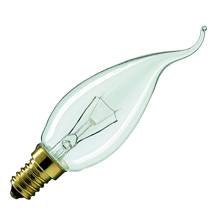 Лампа накаливания 40W Е14 свеча на ветру прозрачная TDM SQ0332-0015 *10/100