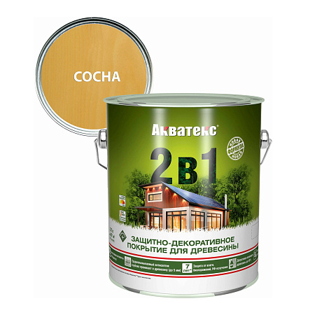 Защитно-декоративное покрытие для древесины алкидное сосна 2,7 л АКВАТЕКС *1/4/144