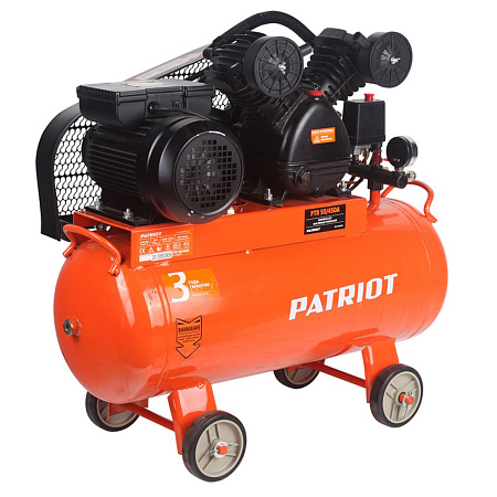 Компрессор воздушный 2200Вт 1100об/мин 450л/мин 50л 10бар масляный ременной PTR50-450A PATRIOT *1