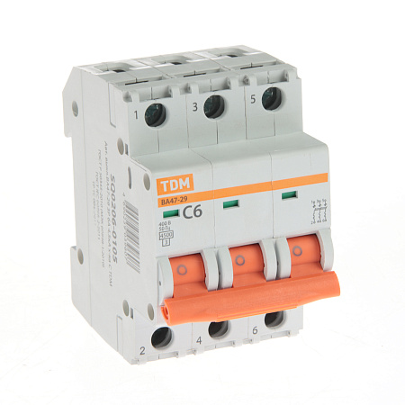 Авт.выкл. TDM ВА 47-29 6А/3П SQ0206-0105 *4/40