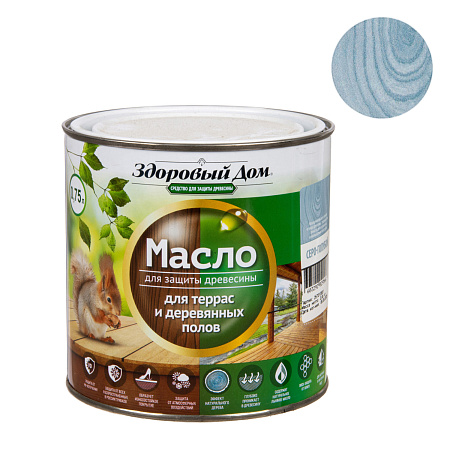 Масло для террас и деревянных полов Здоровый Дом Серо-голубое 0,75 л *1/6/528