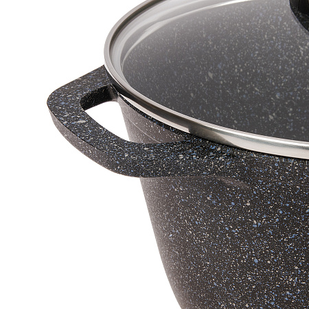 Кастрюля алюм. литая а/приг. Kukmara "Granit" black 3,5л Стекл.кр. кгч35а *1/3