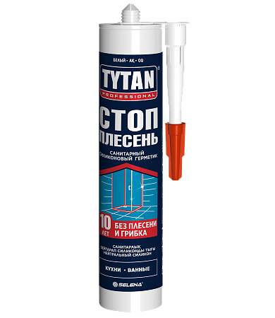 Герметик силиконовый санитарный белый нейтральный 280мл  "TYTAN" Стоп плесень 43280 *1/12