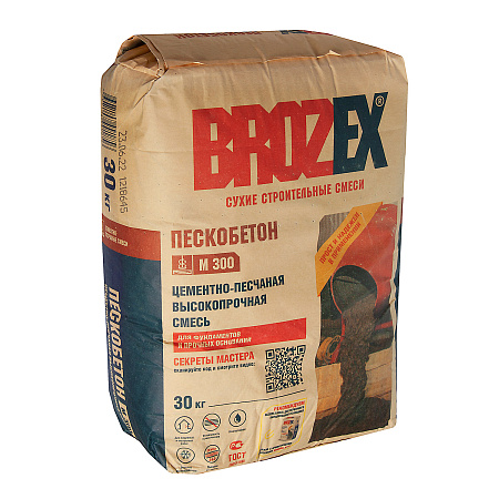 Смесь цементно-песчаная М300 Пескобетон 30 кг BROZEX *1/48