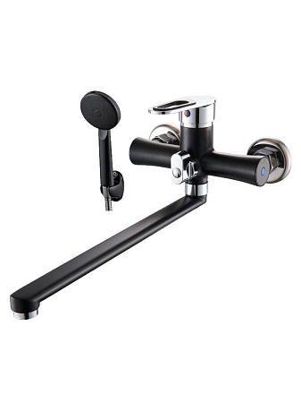 Смеситель д/ванны "Эверест" длинный излив, черный/хром B22-274F *1/10